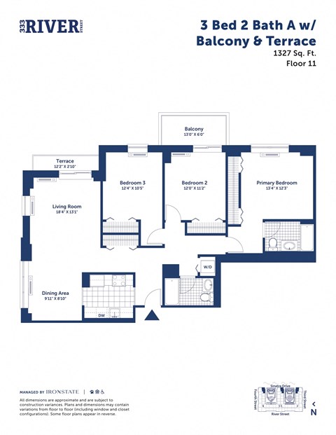the floor plan of the bedroom and baths